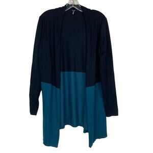 Yest Black Teal Color Block Open Front Cardigan Sz 8